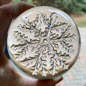 Cristal Snowflake Paperweight Made in France Clear Glass Heavy Weight Domed ❄️